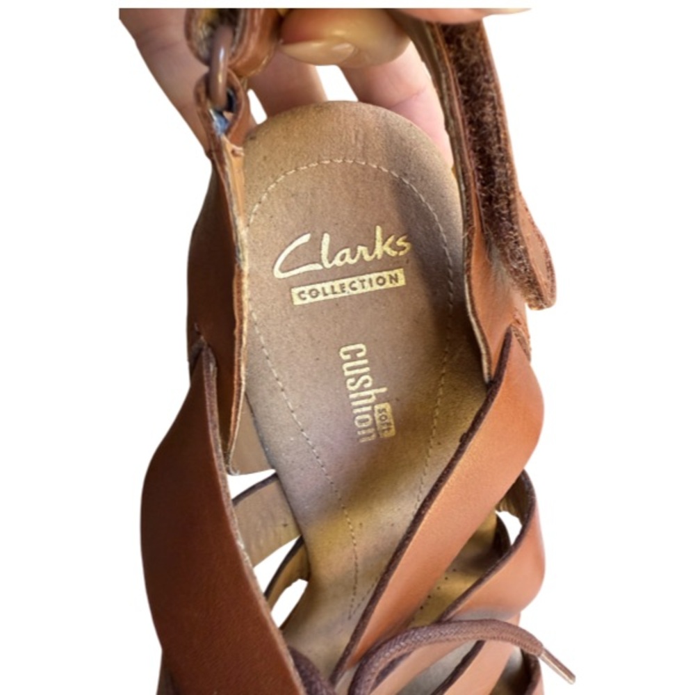Clarks leather cork wedge sandals Size 9.5 - Picture 7 of 8